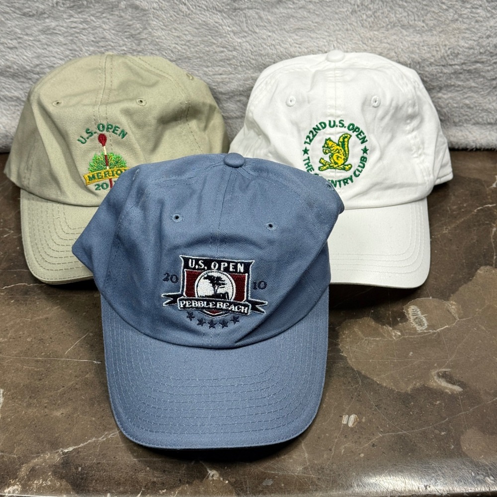USGA U.S. Open Golf Hats Lot 3 Mens OSFM Multi Pebble Beach Merion Country Club